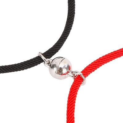 China Couples Magnetic Bracelets Casual/Sporty Design Pulsera Pareja Iman Multicolor Alloy Pendant Charms Milan Rope Bracelet Adjustment New for sale