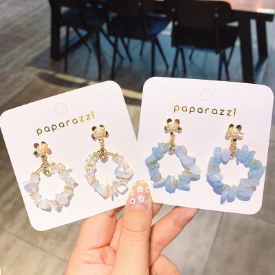 China Fashion s925 Needle Stud Stone Casual Silver Earrings Flower Crystal Circle Earrings For Women for sale