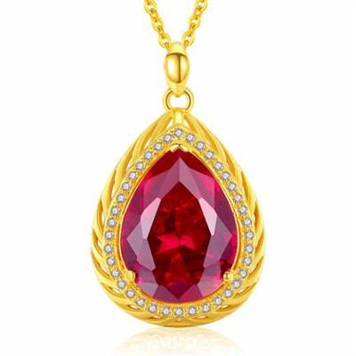 China Trendy Collar De Piedra K Gold Plated Thirty Percent Silver Women Crystal Necklace Big Gemstone Water Drop Zircon Flame Necklace for sale