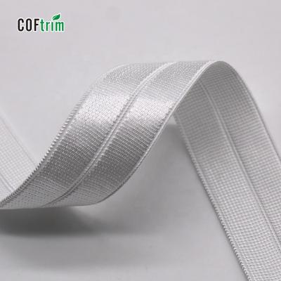 China Shiny Elastic Tie Wholesale Elastic Fold Over Satin Elastic High Quality Ribbons Band Custom Made Ribbon For Underwear for sale