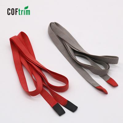 China Factory Hot Selling 1cm Viable New Flat Fancy Cord String With Silicone Dipped End Elastic Strap Cord Cord For Panty Garment for sale