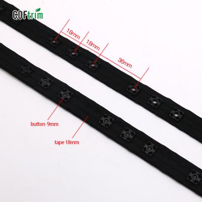 China Sustainable Factory Hand Make Plastic Snap Button With Nylon Tape Hand Snap Seam Tape for sale