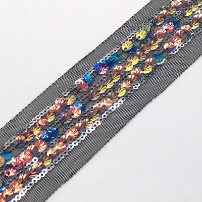 China Water Soluble Handmade Chromatic Sequins Tulle Lace For Clothing for sale