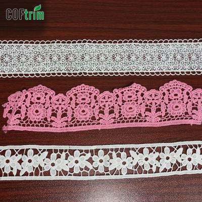 China Canton Sustainable Factory Wholesale Water Soluble Lace Trim Eco - Friendly Lace Trim White for sale