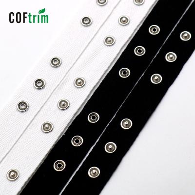 China Factory Sale High Tenacity Cotton Snap Fastener Eco - Friendly Tape With Brass Metal Snaps for sale