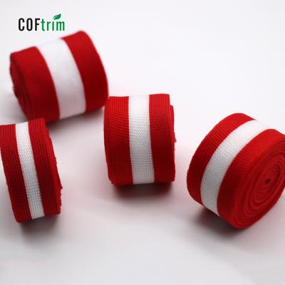 China White And Red Stripe Sportswear Sustainable Decoration Webbing Knit Stripe Twill Knit Stripe Stripe for sale