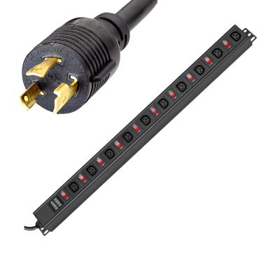 China Durable Safety Independent L6-30P 1U 250V 10 Position Switch With Current Type Aluminum Alloy PDU Voltmeter IEC320-C13 Support Socket for sale