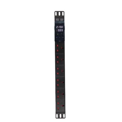 China PDU Cabinet Power Outlet British Standard 13A Voltage Power Display Overcurrent Overcurrent Buzzer Alarm QIT80 for sale