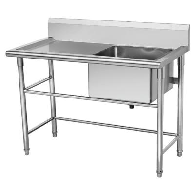 China Without Faucet Single Stainless Steel Sink With Workbench Single Bowl With Dish Kitchen Sink for sale