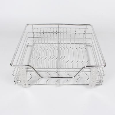 China Sustainable Kitchen Drawer / Cabinet Basket Stainless Steel Push Pull Dish Basket for sale