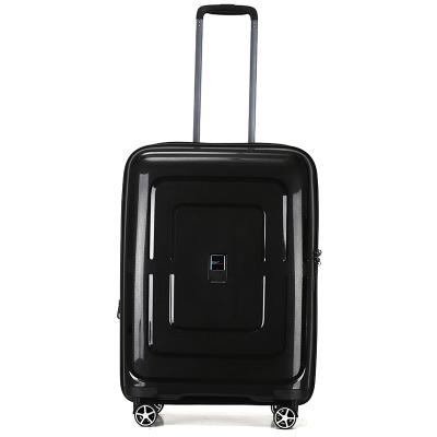 China PP travel suitcase set unbreakable maletas Carry On 8 wheels black trolley luggage pp travel suitcase for sale