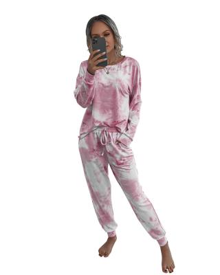 China Breathable Loose Tie Dye Women's Comfortable Casual Style Spring Two Piece Sets for sale