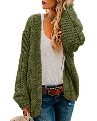 China Anti-Wrinkle Autumn Sweater Coats Solid Color Loose Casual Long Sleeve Knitted Cardigan For Woman for sale