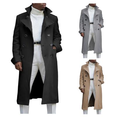 China Anti-wrinkle Coat Autumn Winter British Warm Trench Coat Casual Men's Wool Anorak Double Breasted Jacket for sale