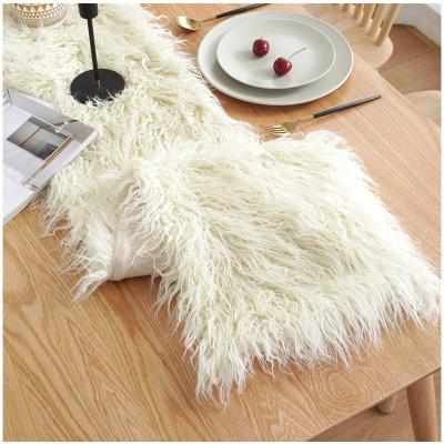 China STYLISH 15x70 Inch Faux Fur Luxury Table Runner For Christmas Home Wedding Decorations for sale