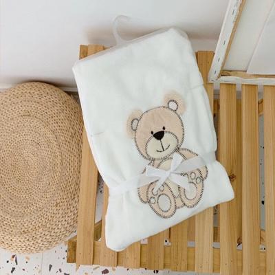 China PORTABLE Soft Coral Fleece Embroidery Baby Blanket High Quality Throw for sale