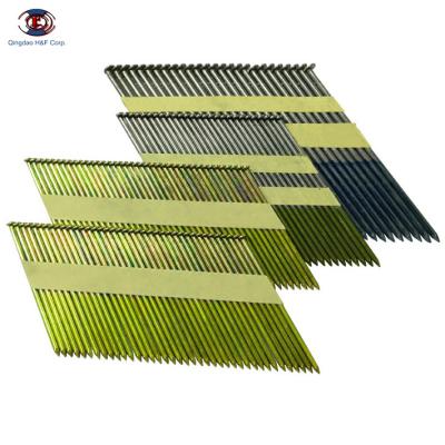 China Flat HF ​​Galvanized Collated Strip Nails Metal Paper Fasteners for sale