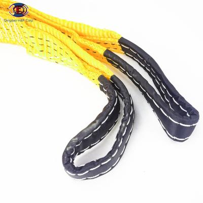 China All Types High Frequency Vehicle Racing Belt Recovery Tow Strap With Eye Loops And Black Sleeve for sale