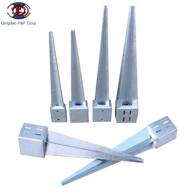 China Approved Building Construction Iron Craft Fence Post Support Metal Ground Pole Anchor Nails Garden Plug 71mm 91mm 750mm for sale