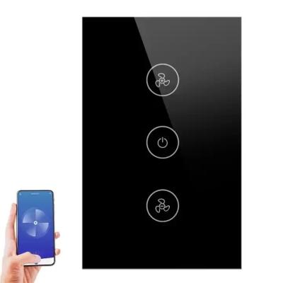 China YIERYI Tuya Timer Function Wall WIFI Touch Ceiling Fan APP Control Smart Remote Glass US Timer Switch For Alexa Google Home for sale