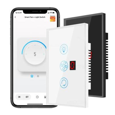 China YIERYI Tuya USA WIFI+Bluetooth Smart Life Wall Touch Fan Ceiling Light Switch Controller for Alexa Google Home for sale