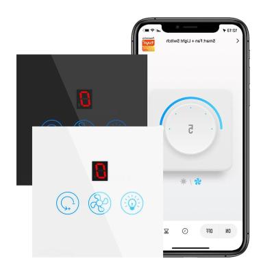 China EU Tuya Switch Fan App Smart WiFi Electric Lamp Intelligent Ceiling Light Speed ​​Control Fan Switch for Alexa Google Home Smart Life for sale