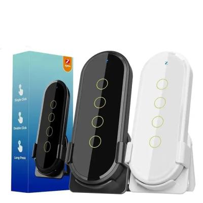 China 2.5D Tempered Glass Tuya ZigBee 4 Band 12 Scene Wireless Remote Touch Control Smart Home Scenes Switch Lights On and Off for sale