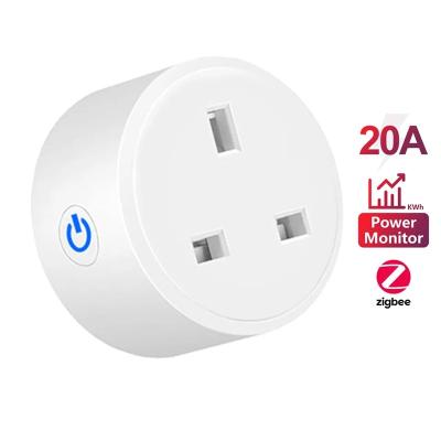 China With Statistics YIERYI Tuya Zigbee UK 20A Smart Power Socket Adapter Outlet Power Monitoring Voice Timer Alexa Google Home for sale