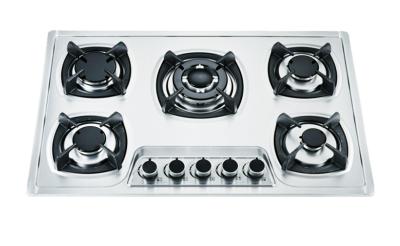 China 5 Burner Stainless Steel Gas Hob With Safety Device 1.5V Pulse Anto Ignition for sale