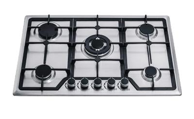 China Built In Gas Hobs 5 Burner Stainless Steel Kitchen Equipment With Enamel Support for sale