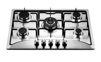 China Stainless Steel 5 Burner Gas Hob , LPG 5 Ring Gas Hob Auto Ignition With 220V/110V for sale