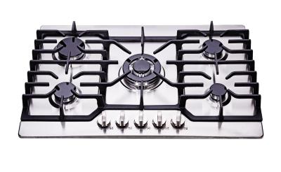 China 201/304 Stainless Steel 5 Burner Gas Hob / 5 Ring Gas Burner Accurate Control for sale