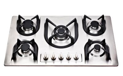 China Prushed Stainless Steel Gas Hob Five Ring , 5 Burner Gas Stove 860x510mm for sale