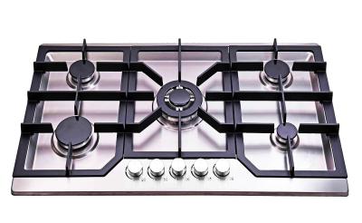 China Kitchen Built In 5 Burner Gas Hob Stainless Steel Luxury Design 860*510mm for sale