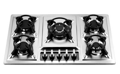 China 86cm Luxury Stainless Steel 5 Burner Gas Hob , Five Burner Gas Stove with Safety for sale