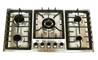 China Stainless Steel 90cm Gas Hob 5 Burner With Matt Cap For Commercial Use for sale