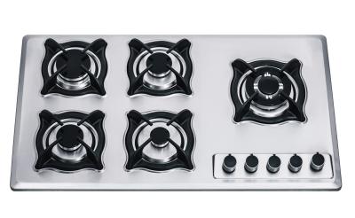 China 900mm Prushed Stainless Steel 5 Burner Gas Cooktop , Five Burner Gas Stove Top for sale