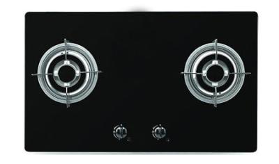 China Gas Stove 2 Burner Glass Top , Two Ring Gas Hob With Enamel Pan Support for sale