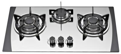 China Insert Three Burner Kitchen Gas Hobs With Mirror Tempered Glass Top Panel for sale