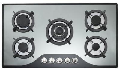 China NG / LPG 90cm Kitchen Gas Hobs , Gas On Glass 5 Burner Hob For Cooking for sale