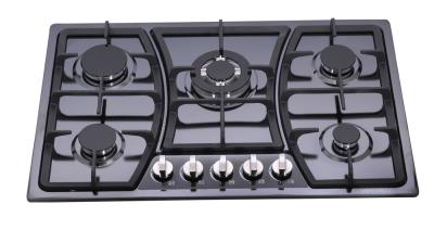 China Black Classic Design Stainless Steel Gas Hob 5 Ring With Safety Device for sale