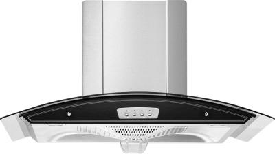 China 900mm Arc Glass Range Hoods With Black Chinmey Board / Aluminum Filter for sale