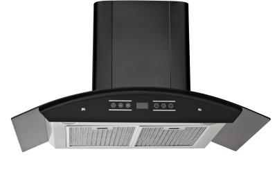 China Wall Mount Stainless Steel Range Hood , Glass Top Quiet Chimney Cooker Hoods for sale