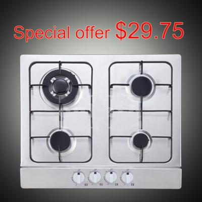 China Auto Ignition Gas Stove 4 Burner Stainless Steel With Enamel Pan Support for sale