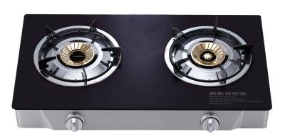 China 2 Burner Table Top Gas Stove , Two Burner Gas Cooktop With Tempered Glass Panel for sale