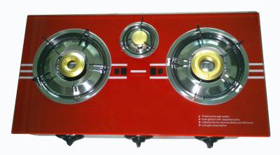 China Electric Ignition Natural Gas Hob , 3 Burner Gas Stove With Glass Top for sale