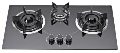 China 3 Burner Auto Ignition Gas Hob With 7mm Tempered Glass Top Panel for sale