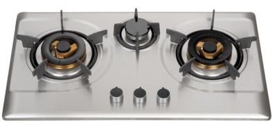 China Silver Stainless Steel 3 Burner Gas Hob , Built In 3 Burner Stainless Steel Gas Stove for sale