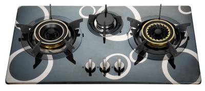 China Big Flame 3 Burner Gas Hob With Glass Top , Automatic Ignition Gas Stove for sale