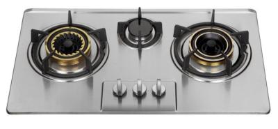 China Kitchen 3 Burner Built In LPG Gas Hob / Gas Cooktop With Matt Iron Grill for sale